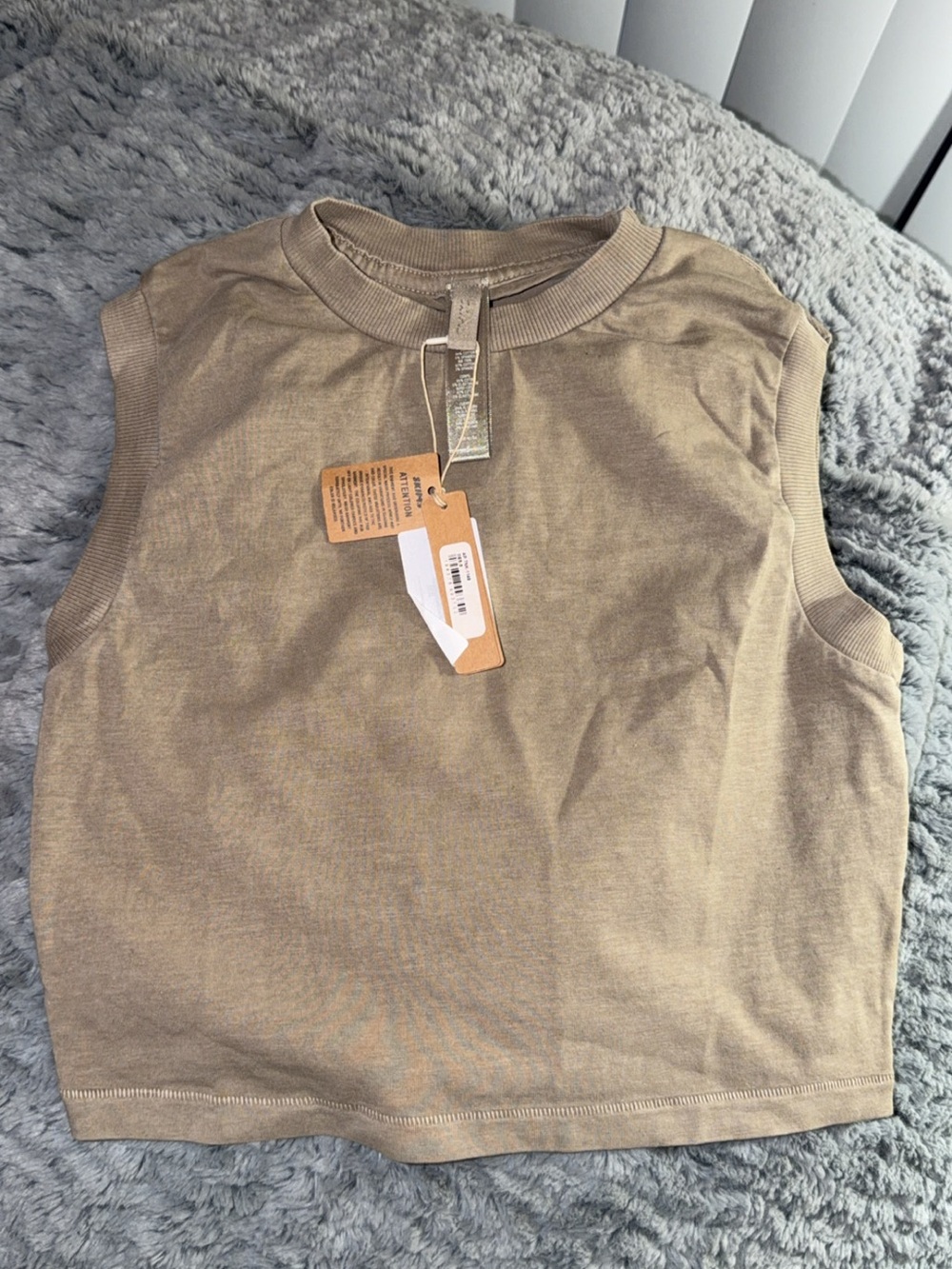 SKIMs Sleeveless Crewneck Tank Top in Taupe